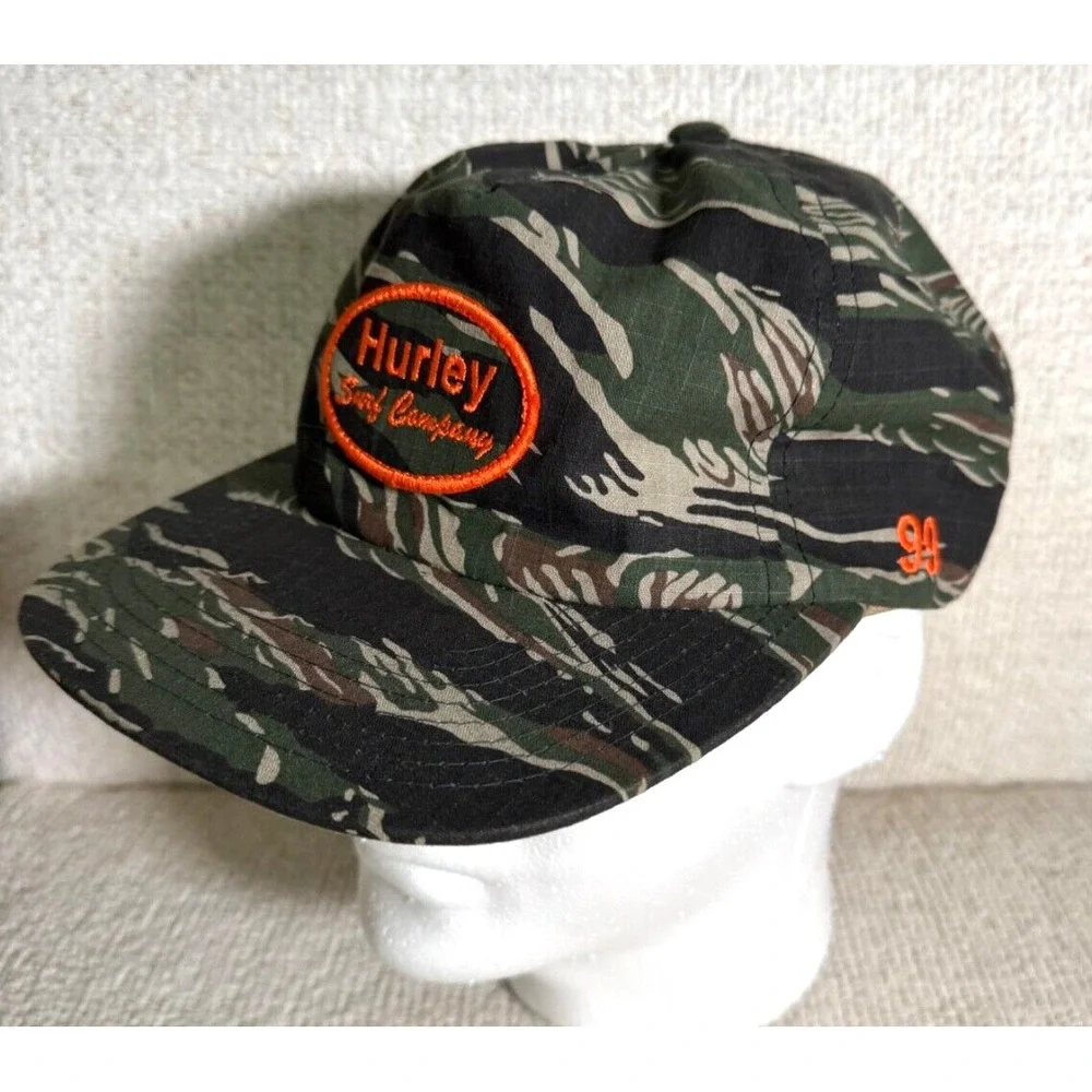 Hurley The Classics Yupoong Green Tiger‎ Stripe Jungle Adjustable Hat Ripstop